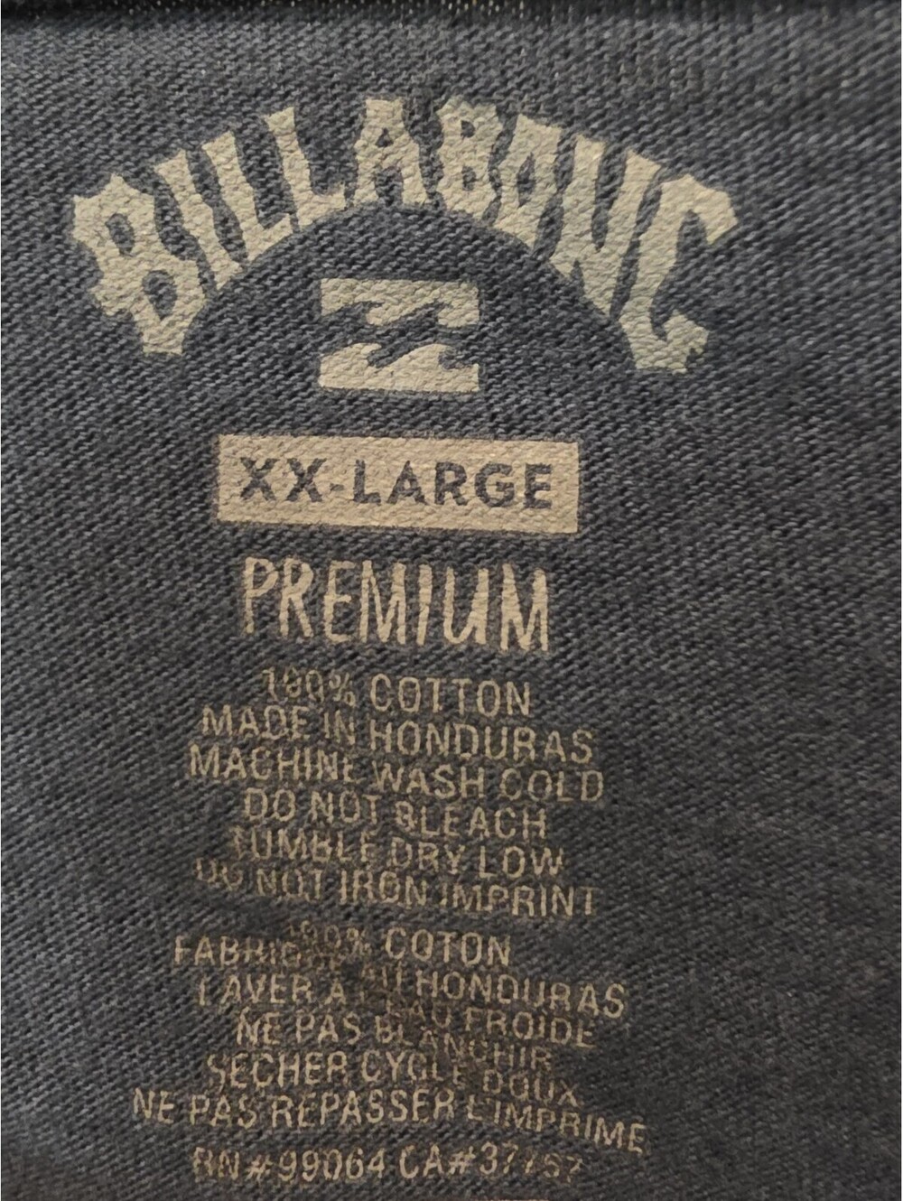 Billabong Premium Cotton Navy Long Sleeve XXL Surf Skate Streetwear Logo Tee - Picture 3 of 5